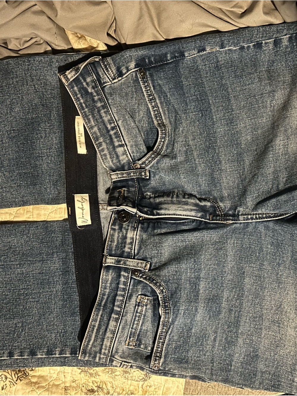 Medium Wash Straight Jeans - Denim Blue